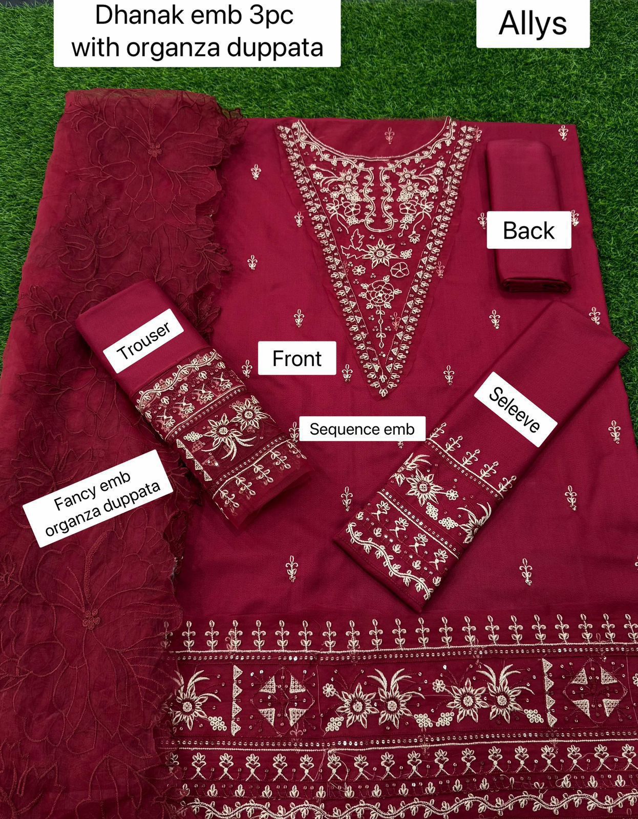 DHANAK EMB 3pc WITH DHANAK EMB DUPPATA