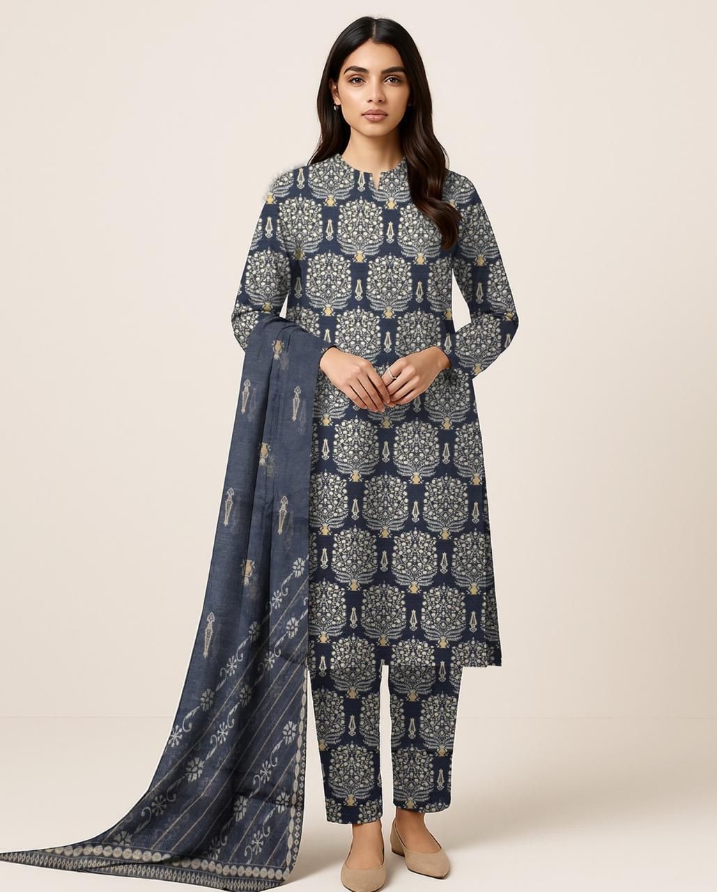 DHANAK EMB 3pc WITH DHANAK EMB DUPPATA