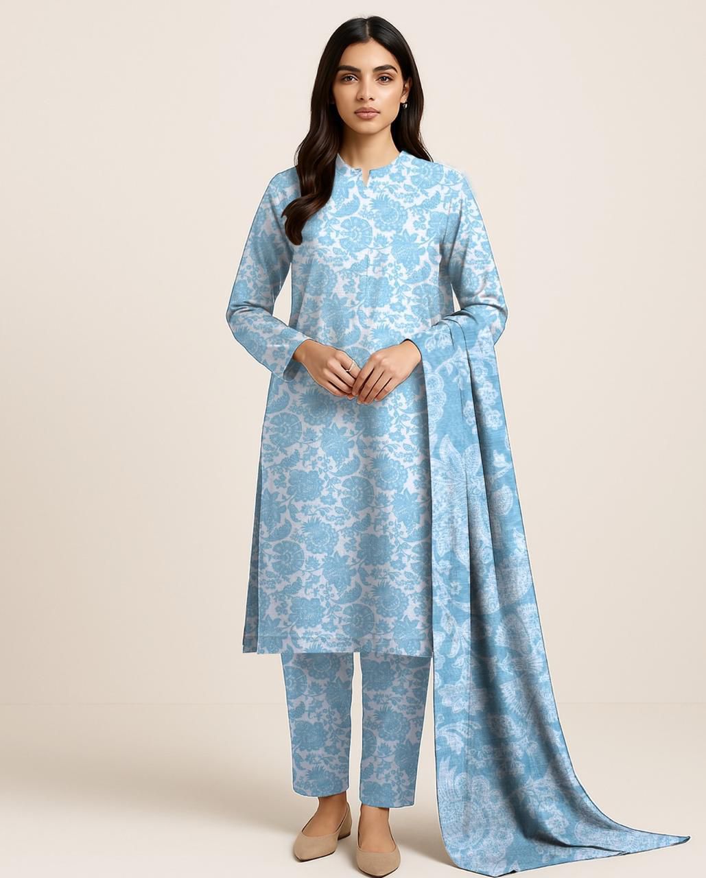 DHANAK EMB 3pc WITH DHANAK EMB DUPPATA