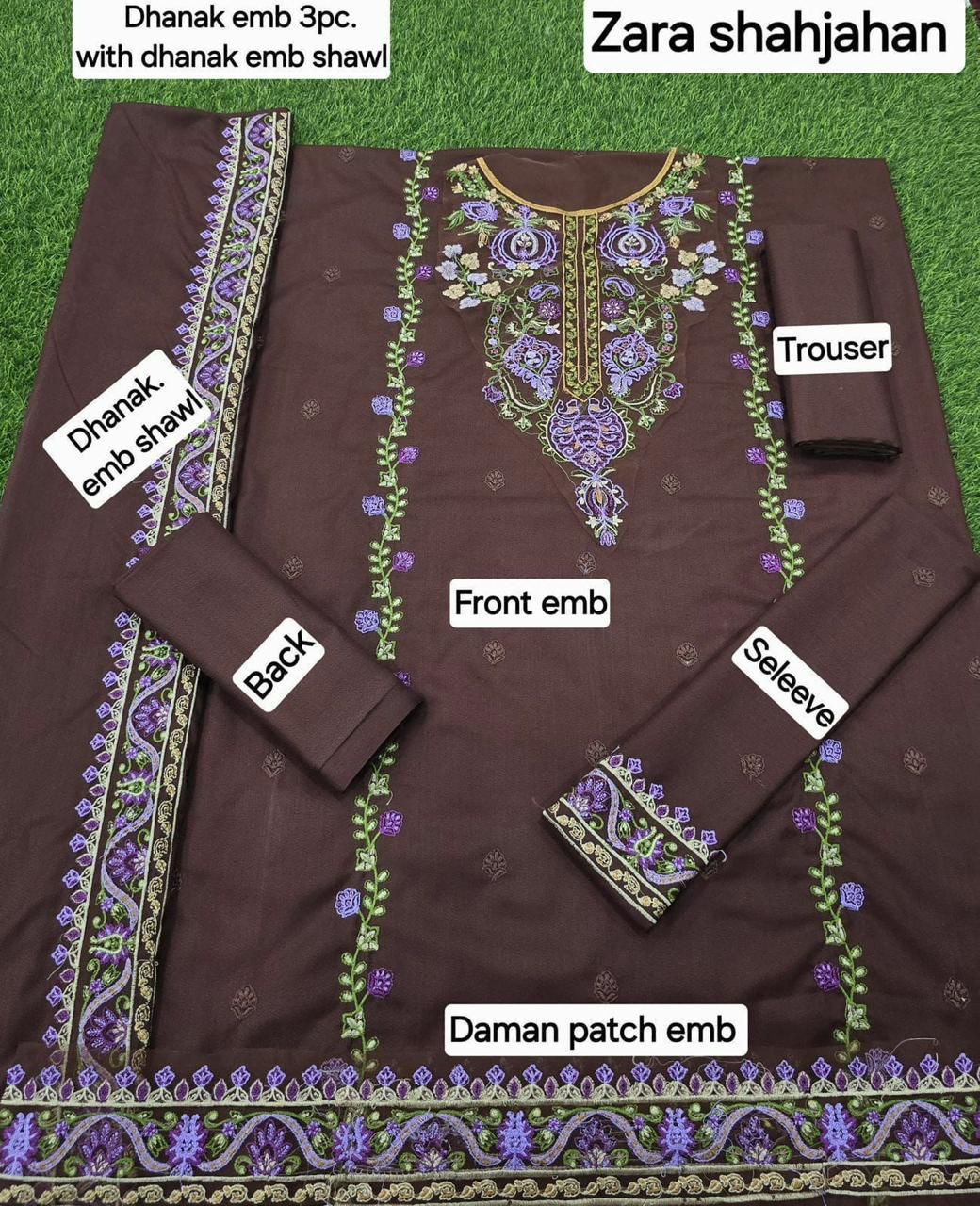DHANAK EMB 3pc WITH DHANAK EMB DUPPATA