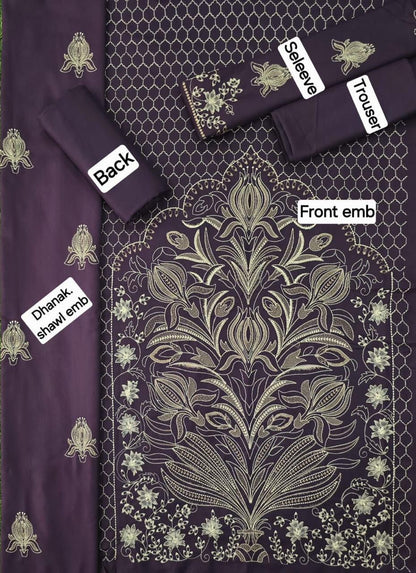 DHANAK EMB 3pc WITH DHANAK EMB DUPPATA