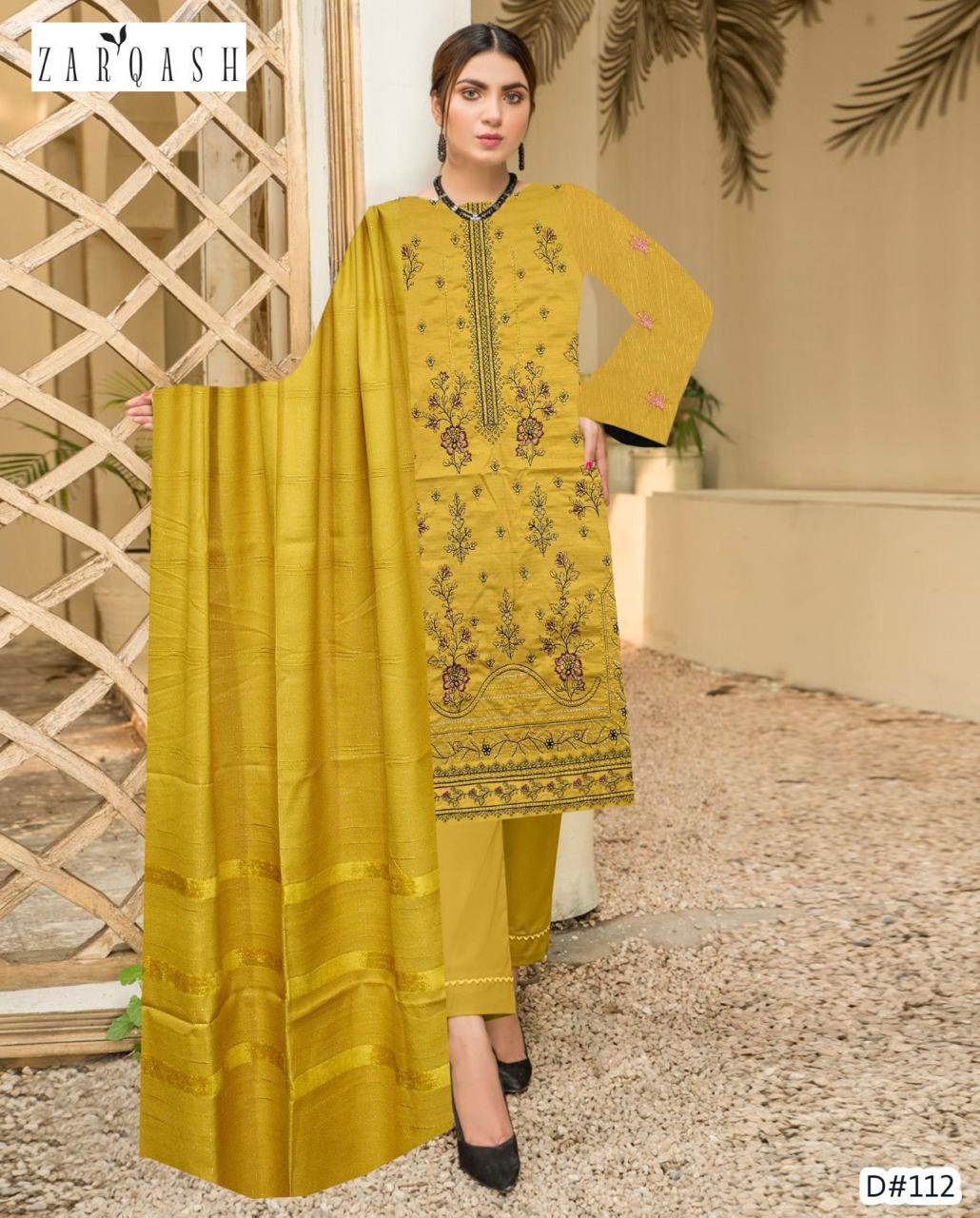 BANADORA DHANAK EMB 3pc WITH DHANAK CHAMKI VELVET SHAWL WINTER COLLECTION