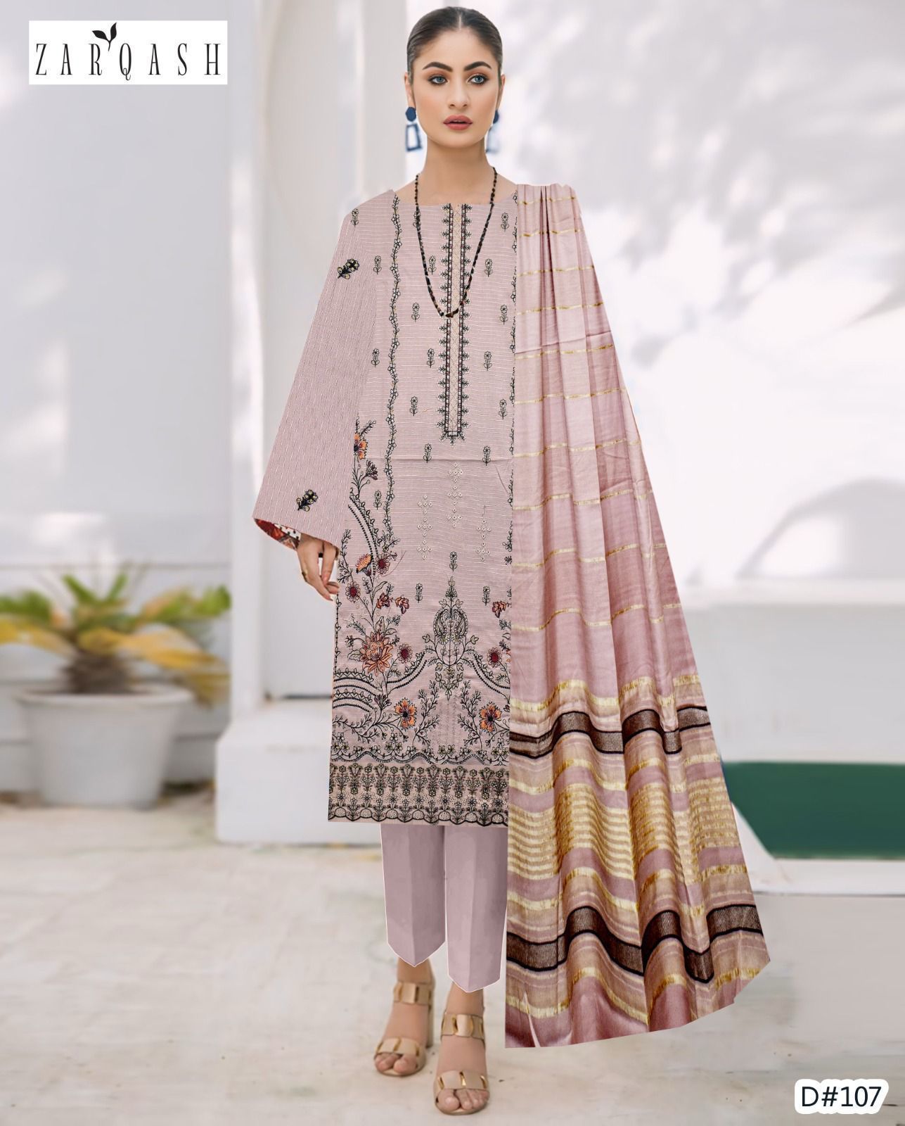 BANADORA DHANAK EMB 3pc WITH DHANAK CHAMKI VELVET SHAWL WINTER COLLECTION