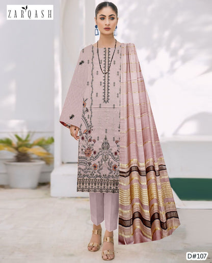 BANADORA DHANAK EMB 3pc WITH DHANAK CHAMKI VELVET SHAWL WINTER COLLECTION